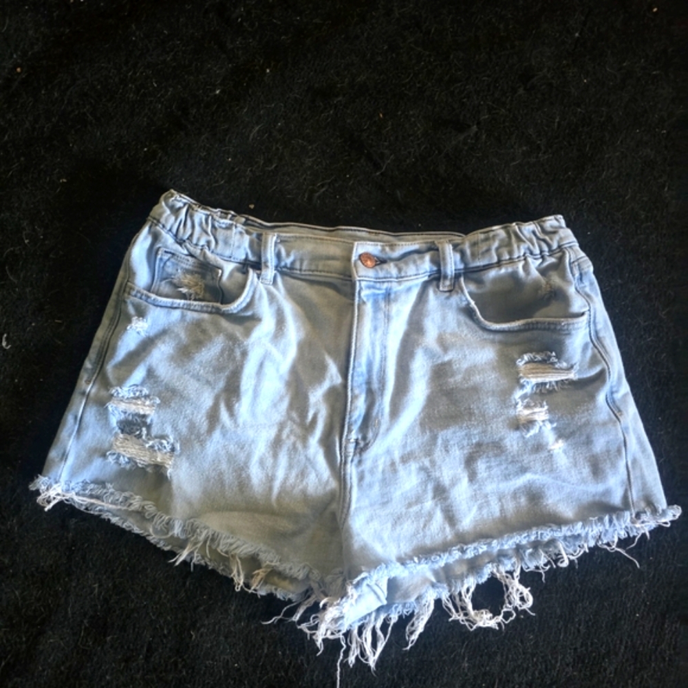 Stylish Light Blue Distressed Women Shorts
